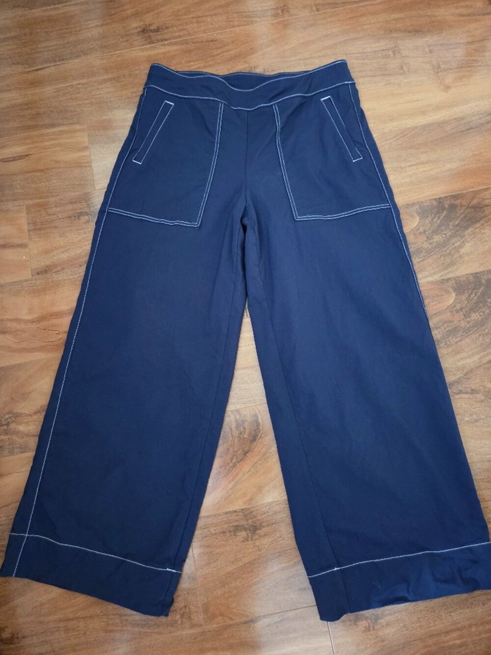 Chico's Wide-Leg Mid-Rise Twill Pull-On Utility Pant Sailor Blue(6R/ Chico's .5)